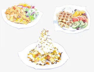 手绘卡通饭后甜点免抠