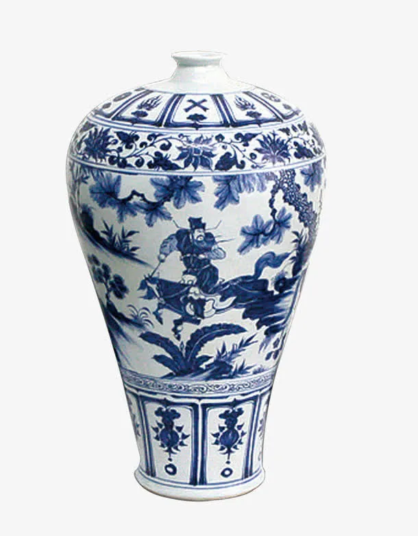 古董青花瓷花瓶免抠