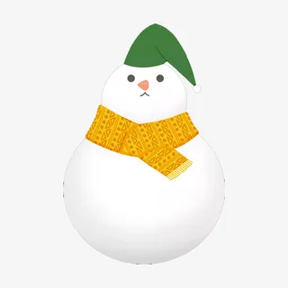 圣诞节绿帽雪人免抠