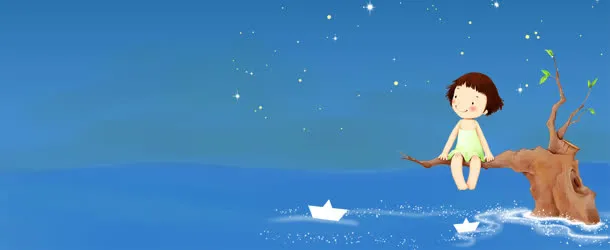 卡通学生插画背景banner