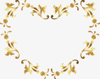 手绘金色藤蔓爱心免抠