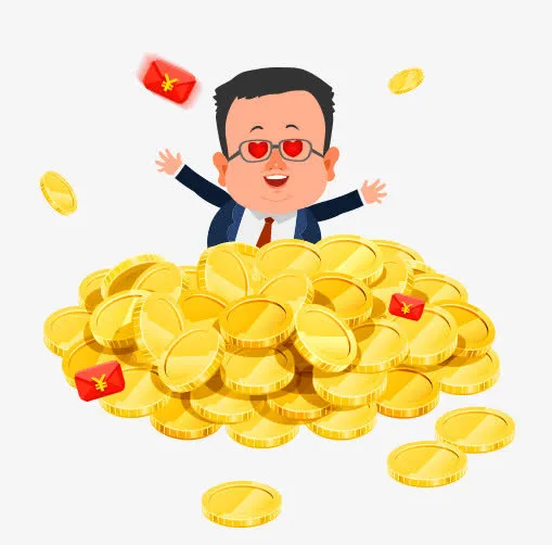 金色卡通钱币红包装饰图案免抠