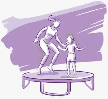 蹦蹦床上的母女免抠