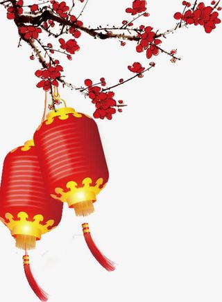 红色喜庆灯笼梅花免费素材下载免抠