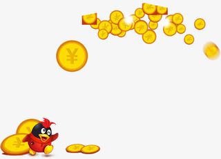 黄色卡通金币QQ人物免抠