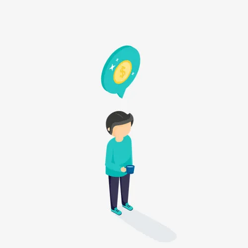 绿色时钟下的小男孩免抠