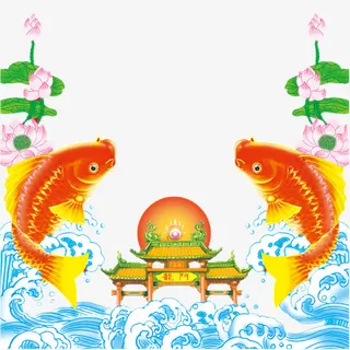 鲤鱼跃龙门免抠
