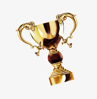 年终奖金色奖杯元素免抠