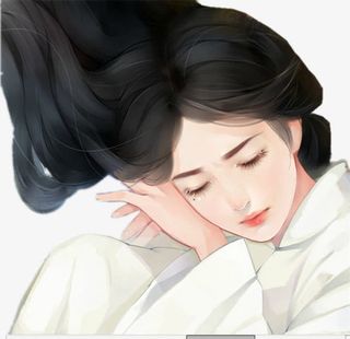 白衣黑发女子古风立绘免抠