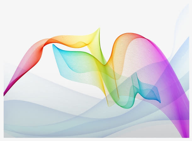 彩色科技感线条免抠