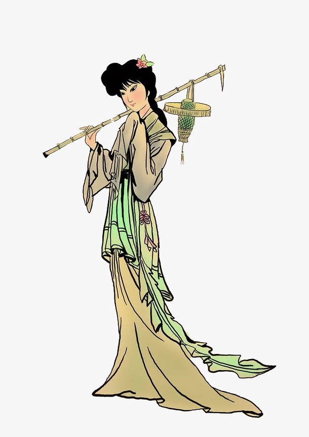 中国风黛玉葬花作品免抠