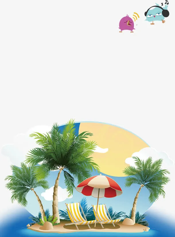夏季清爽夏日装饰边框免抠
