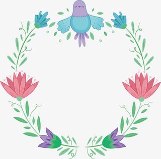 精美手绘花藤边框免抠