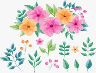 水彩手绘迎春花朵免抠