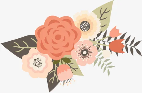 手绘卡通装饰花瓣花草装饰海报设免抠