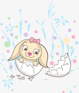 矢量蛋壳里的兔子免抠