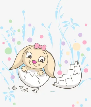 矢量蛋壳里的兔子免抠