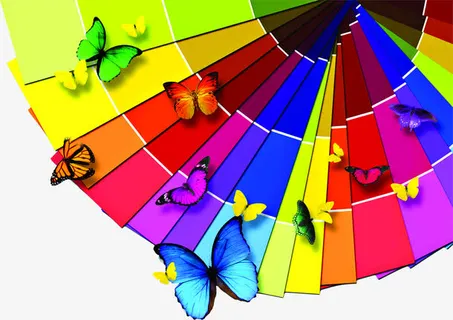 彩色圆形蝴蝶招聘免抠