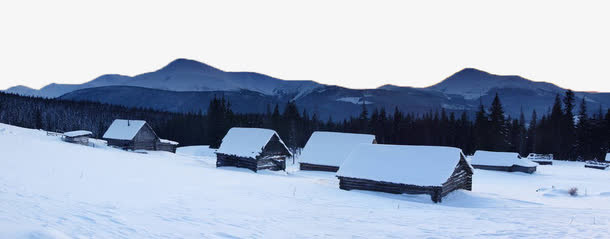 积雪的小屋免抠