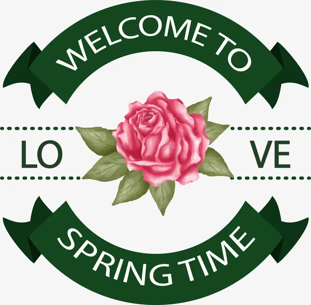 欢迎来到春天绿色条幅免抠