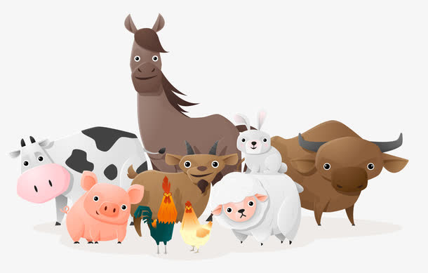 可爱的动物家族卡通插画免抠
