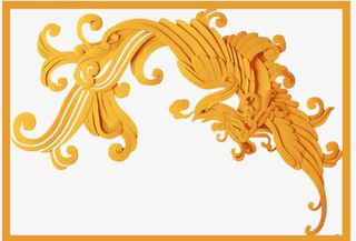 黄色凤凰雕刻中国风动物神兽免抠
