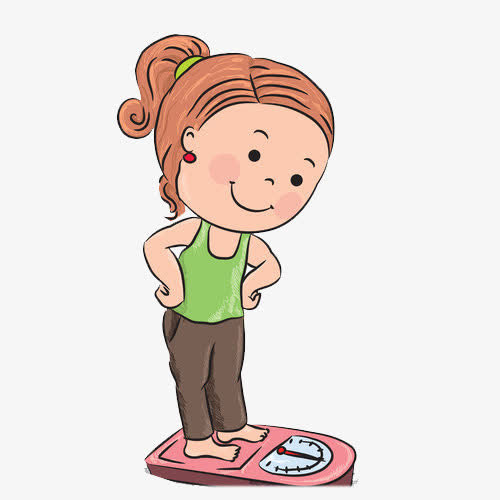 手绘女孩称重素材免抠