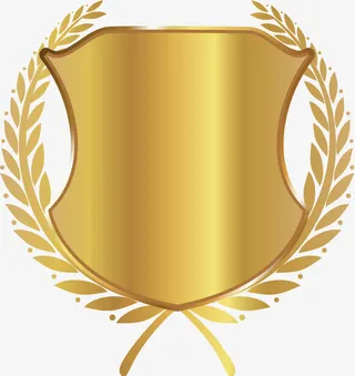 金色小草盾牌免抠