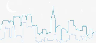 蓝色橙色线条简笔画免抠