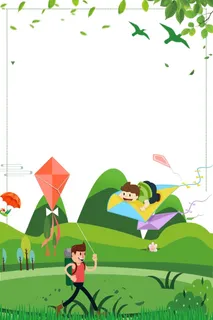 踏青简约手绘卡通插画背景高清 踏青简约手绘卡通插画背景高清