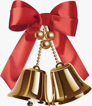 圣诞节红丝带铃铛免抠
