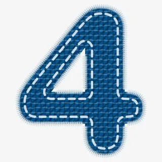 蓝色牛仔数字艺术字免抠