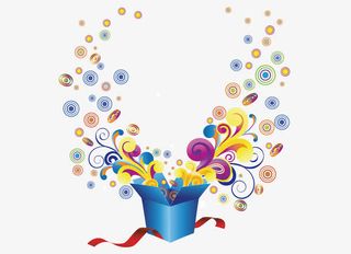 打开的蓝色礼物盒子免抠