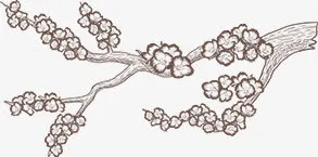 手绘冬日梅花树木免抠