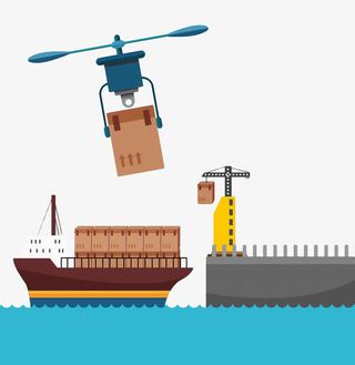 手绘海远码头免抠