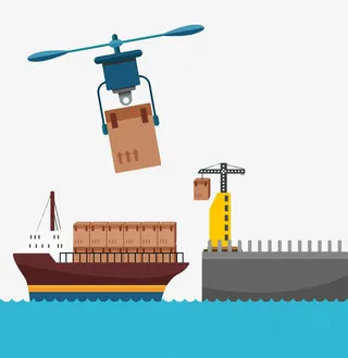 手绘海远码头免抠