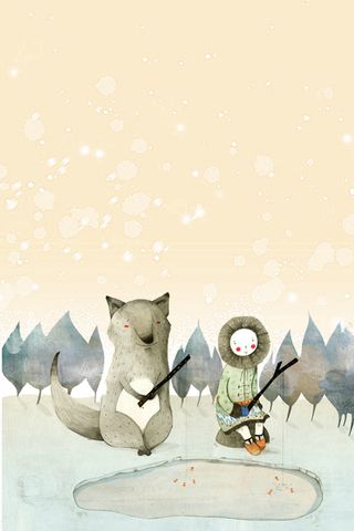 文艺简约扁平漫画手绘风格户外冬季设计主题高清