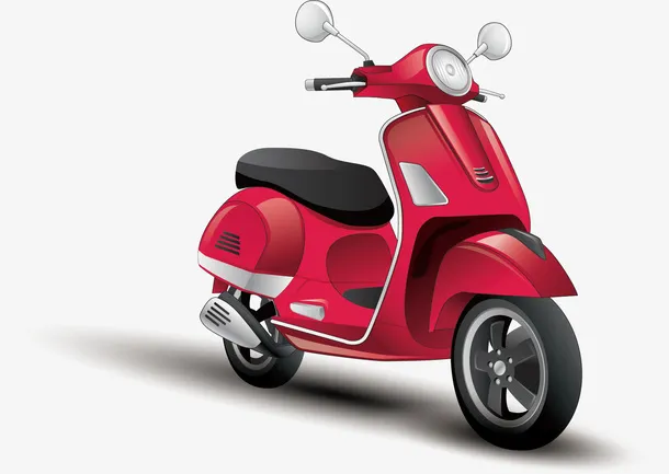 手绘电动摩托车插图免抠