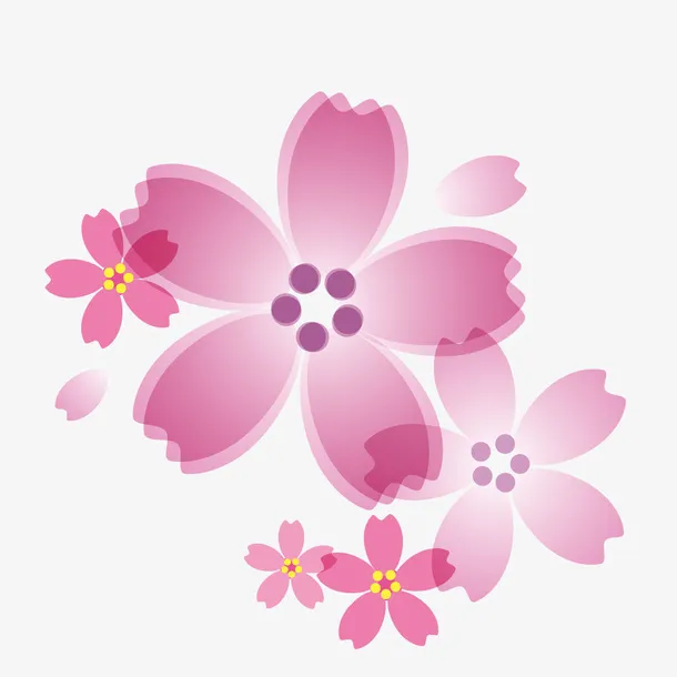 漂浮的梦幻紫色花朵免抠
