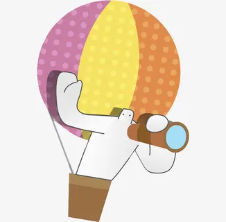 手绘热气球免抠
