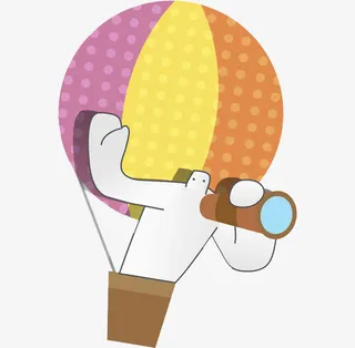 手绘热气球免抠