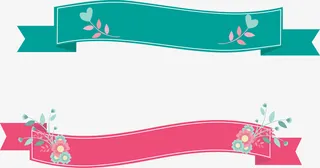 可爱花卉主题横幅矢量图免抠