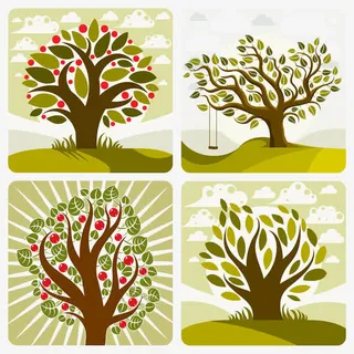 春天树木插画免抠 春天树木插画免抠