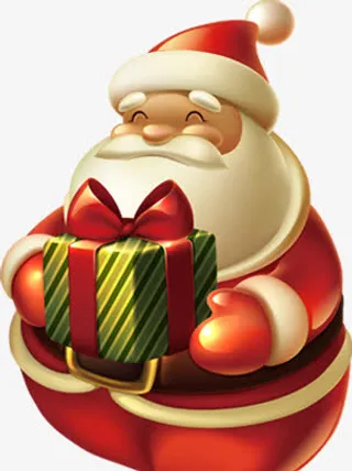 手绘卡通圣诞老人礼物装饰免抠