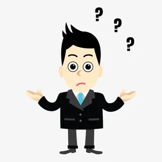 卡通穿西装男士的困惑免抠