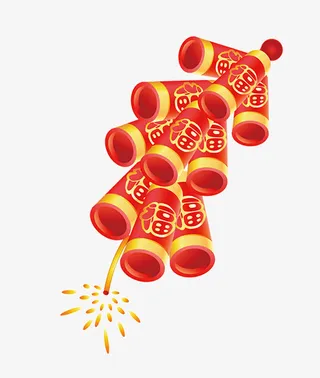 春节猪年大吉鞭炮免抠
