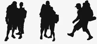 矢量背包客动态剪影免抠