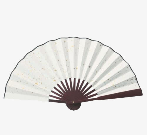 碎花白色日本折扇免抠