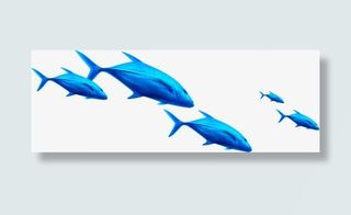 蓝色鱼群夏季遨游免抠