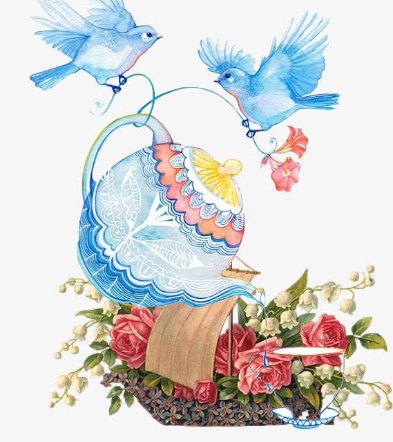小鸟浇花免抠